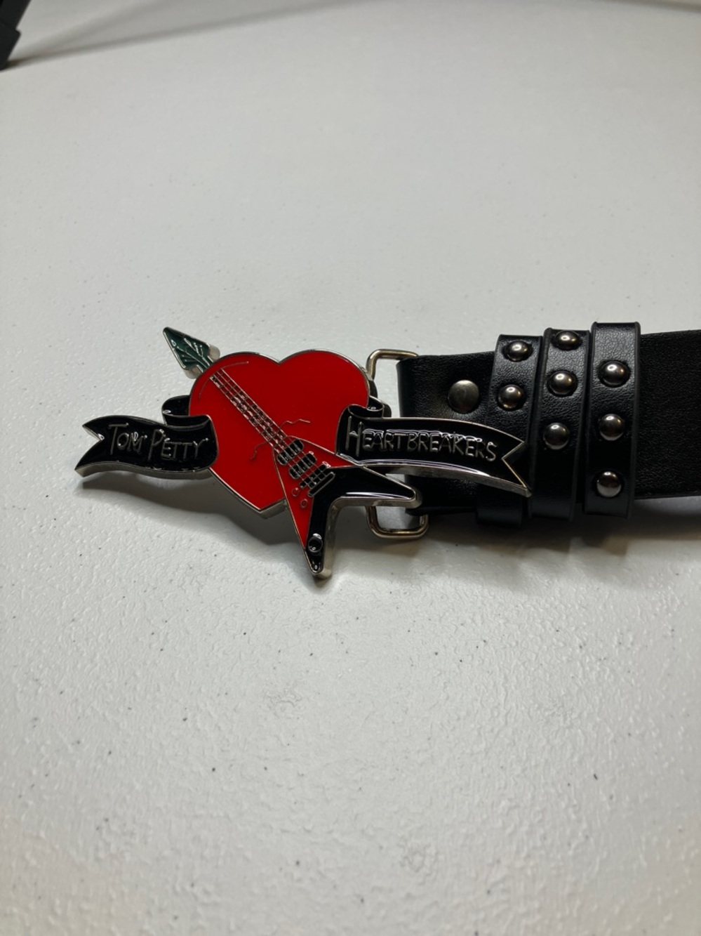 Tom Petty and the Heartbreakers inspired Belt Buckle with Studded Pleather Belt - Picture 3 of 8